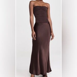 Bec + Bridge Dua Strapless Dress Dark Brown Mesh Maxi Chocolate US 6 $350 NWT